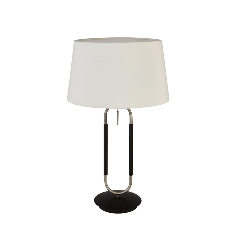 Jazz 1 Light Silver & Black Table Lamp - White Velvet Shade 2