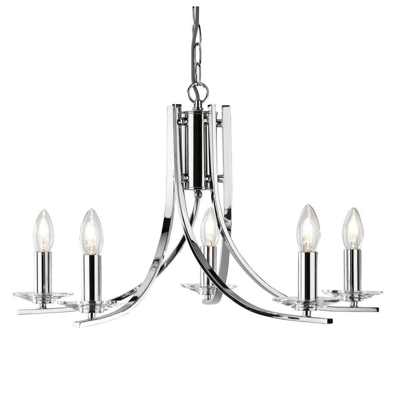 Ascona 5 Light Chrome Chandelier With Glass Sconces-Searchlight Lighting-1-Tiffany Lighting Direct