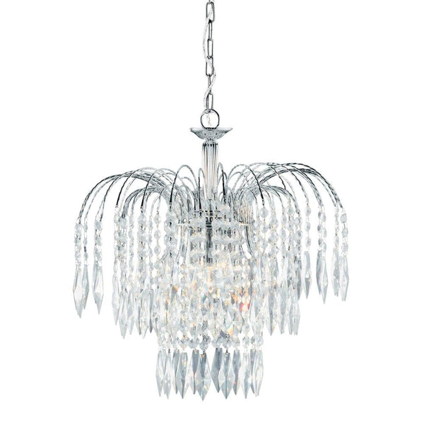 Waterfall 3 Light Chrome Clear Crystal Ceiling Pendant