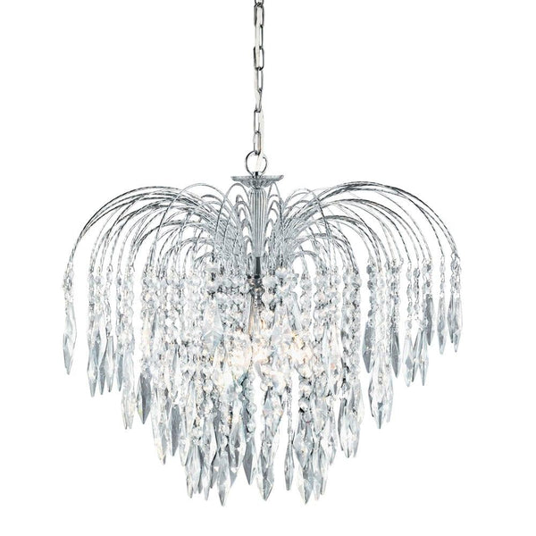 Searchlight Waterfall 5 Light Chrome & Crystal Ceiling Pendant