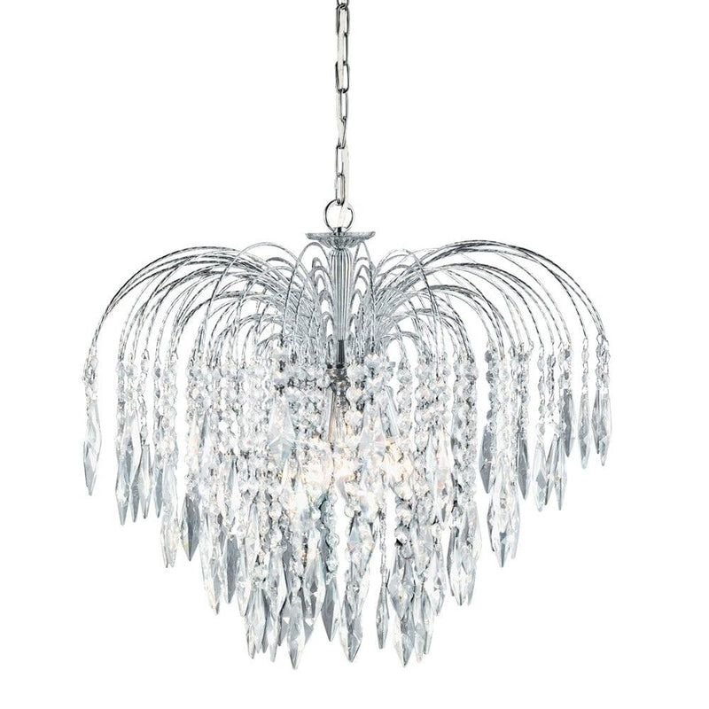 Searchlight Waterfall 5 Light Chrome & Crystal Ceiling Pendant