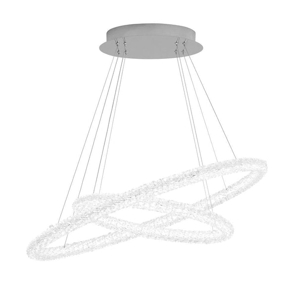 Circle LED 2 Oval Ring Chrome & Crystal Ceiling Pendant