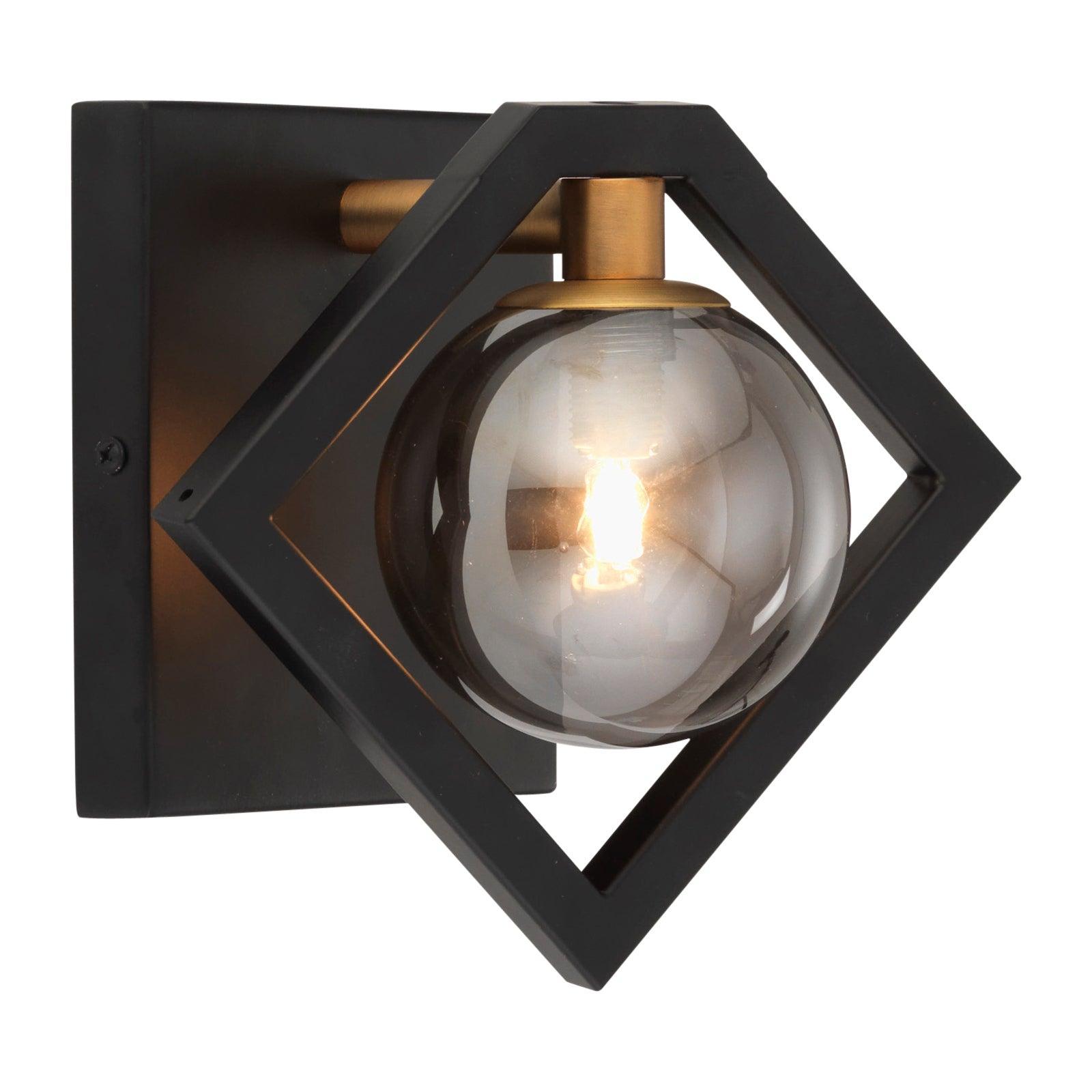 tere black gold smoked glass wall light