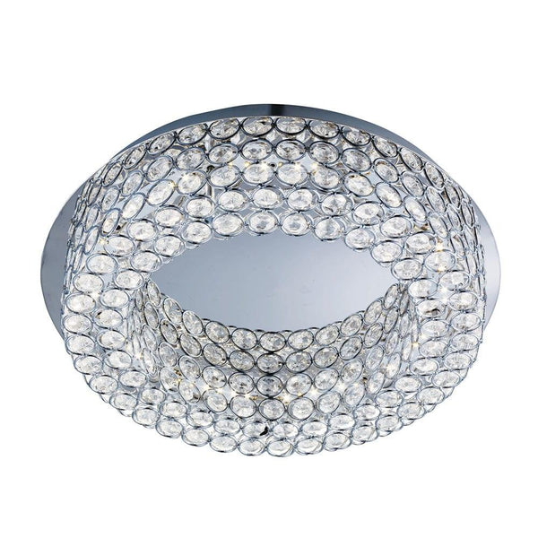 Chantilly LED Chrome Flush Ceiling Light - Button Crystals image 1