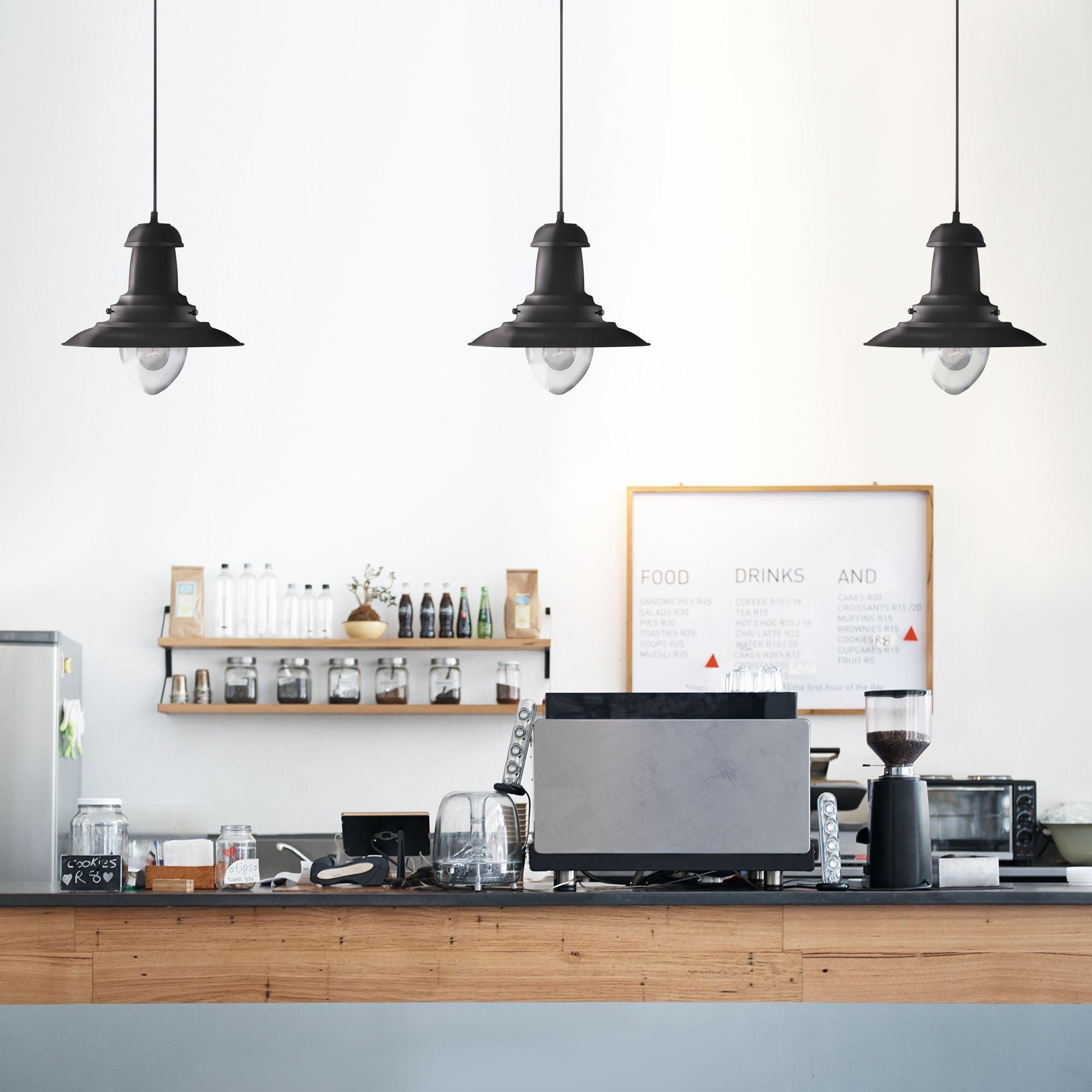 Fisherman Black Ceiling Pendant Light - Clear Glass-Ceiling Pendant Lights-5-Tiffany Lighting Direct