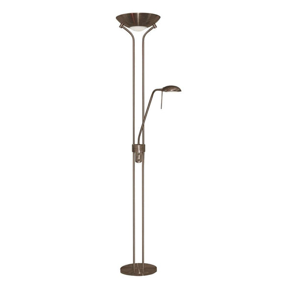 Mother & Child 2 Light Double Dimmer Brass Floor Lamp by Searchlight Lighting 1