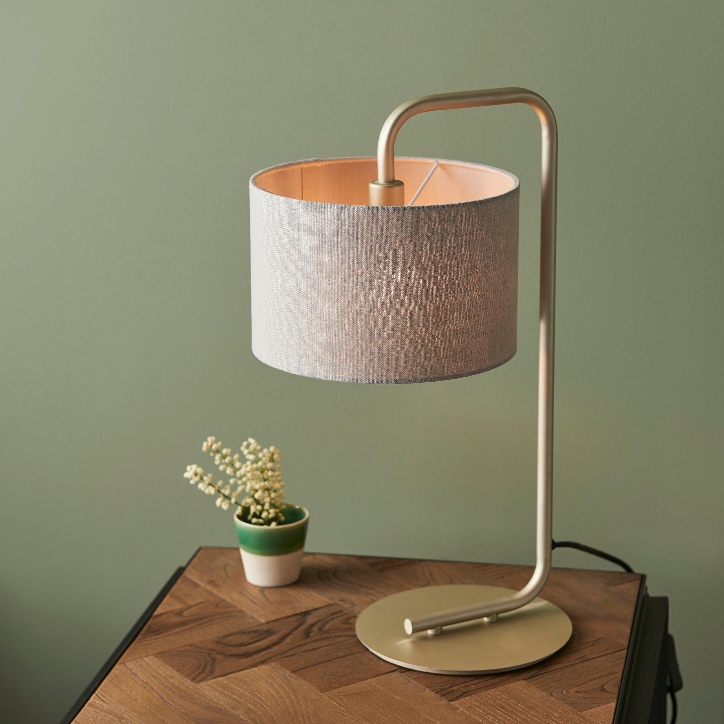 Dorset Gold Table Lamp - Slate Grey 23cm Shade-Living Lights-Living-Room-Tiffany Lighting Direct-[image-position]