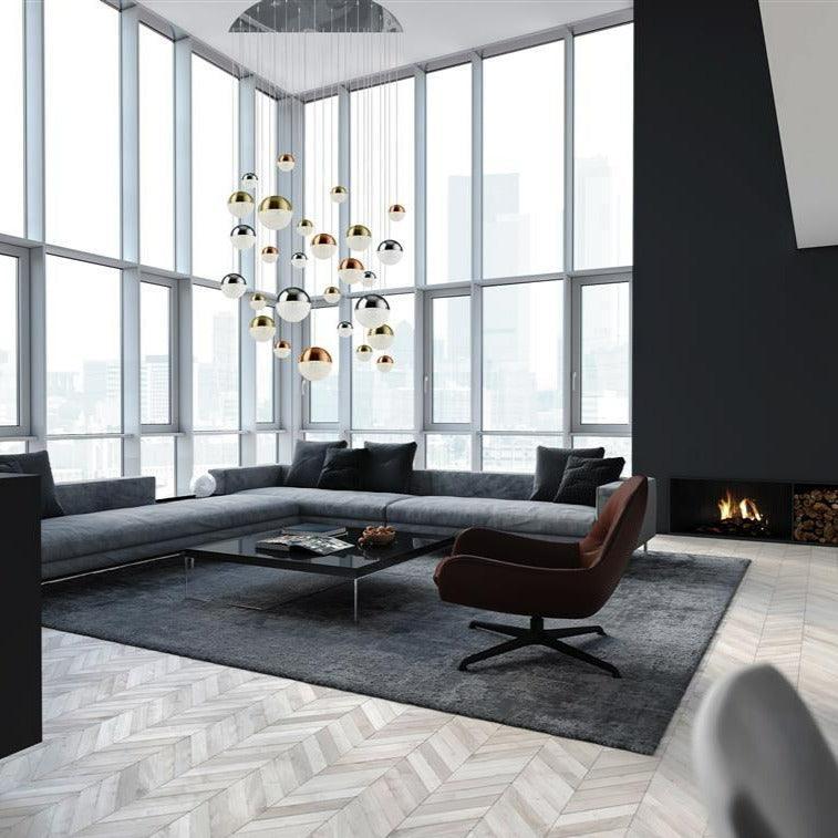 Planets 27 Light Multi-Drop LED Pendant - Chrome/Copper/Brass/Crystal