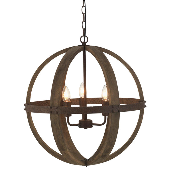 Torsten Antique Wood & Rusty Metal Ceiling Pendant