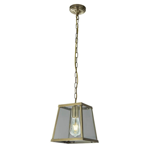 Searchlight Voyager 1 Light Brass & Glass Ceiling Lantern