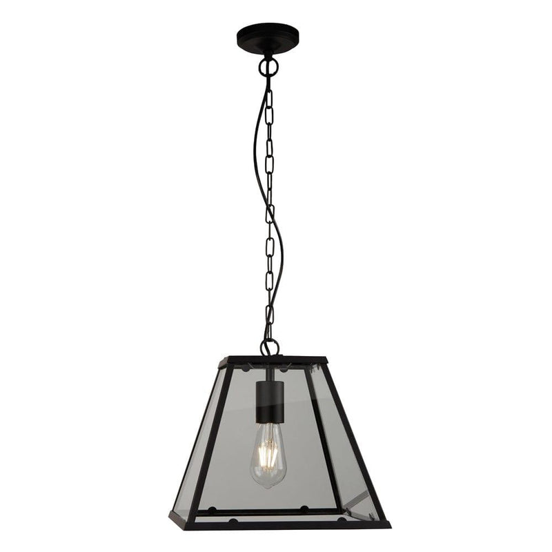 Searchlight Lantern Noir 1 Light Black/Glass Ceiling Pendant