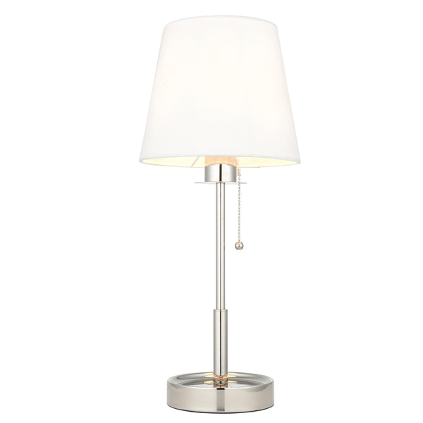 Kensington Nickel Art Deco Vanity Table Lamp - White Shade