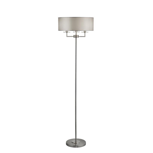 Knightsbridge 3 Light Satin Silver Floor Lamp - Silver Shade by Searchlight Lighting 1
