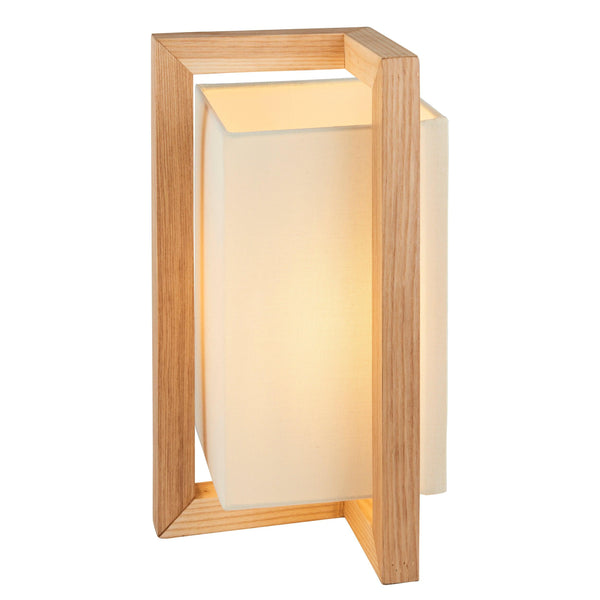 Craft Geometric Wood Table Lamp - White Fabric Shade-Living Lights-Living-Room-Tiffany Lighting Direct-[image-position]
