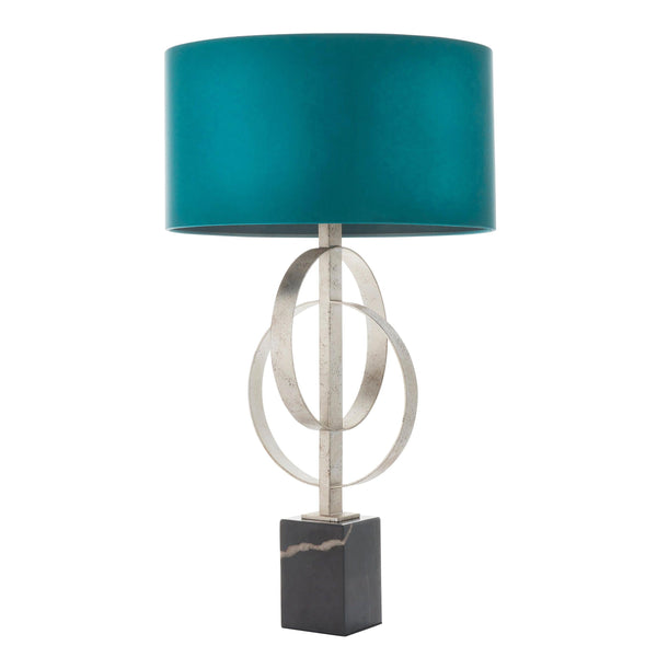 Norfolk Silver Table Lamp With Black Marble Base - Teal Shade