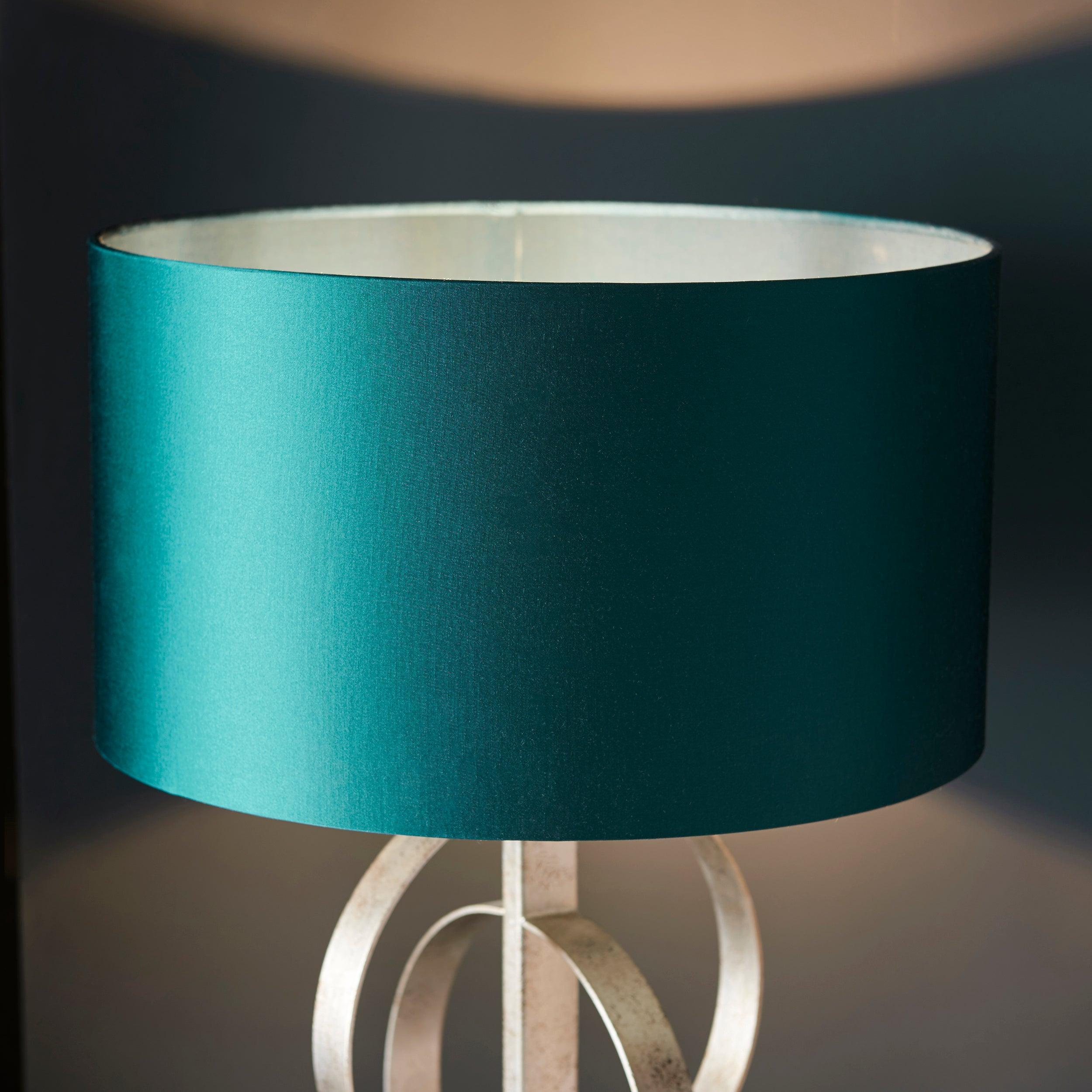 Norfolk Silver Table Lamp With Black Marble Base - Teal Shade-Living Lights-Living-Room-Tiffany Lighting Direct-[image-position]