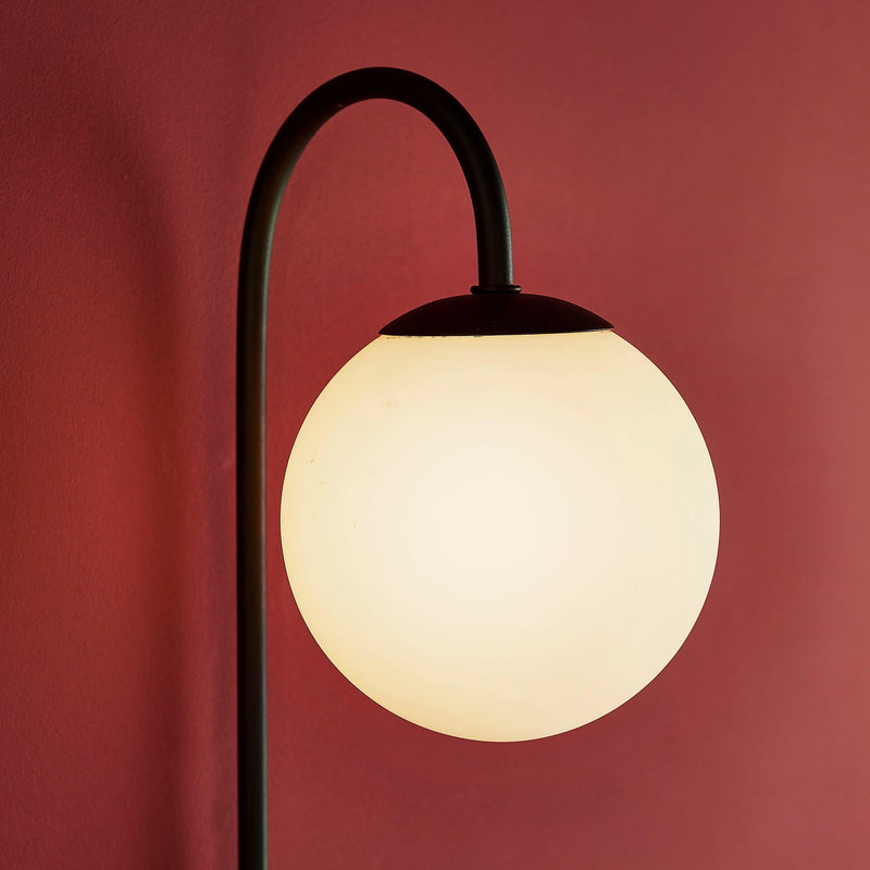 Southall Plug in Black Wall Light With Opal Glass Shade