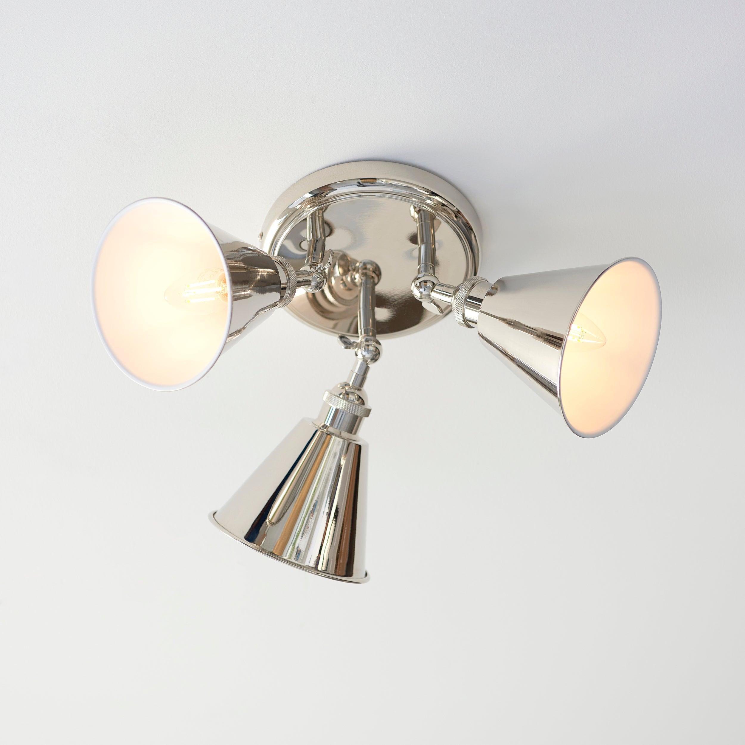 hal nickel 3 light modern spot light by Endon Lighting Living room close up image