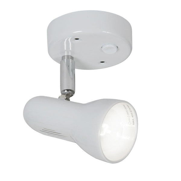 Tone Switched Satin White Single Spot - Adjustable Head