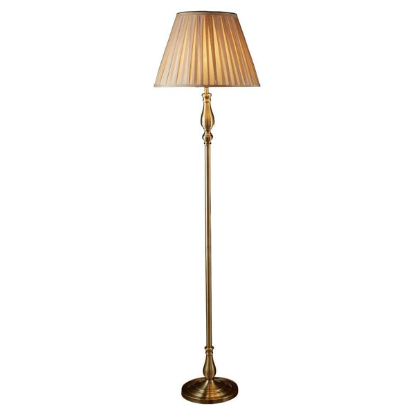Flemish Brass Floor Lamp - Mink Pleated Shade Searchlight by Searchlight Lighting 1