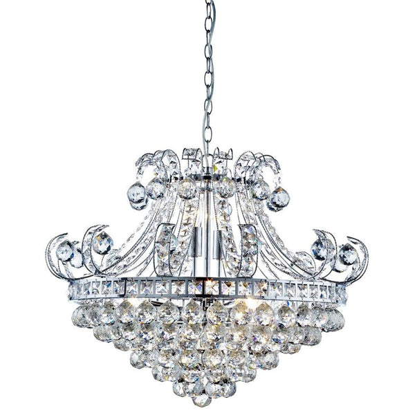 Searchlight Bloomsbury 6 Light Chrome & Crystal Chandelier