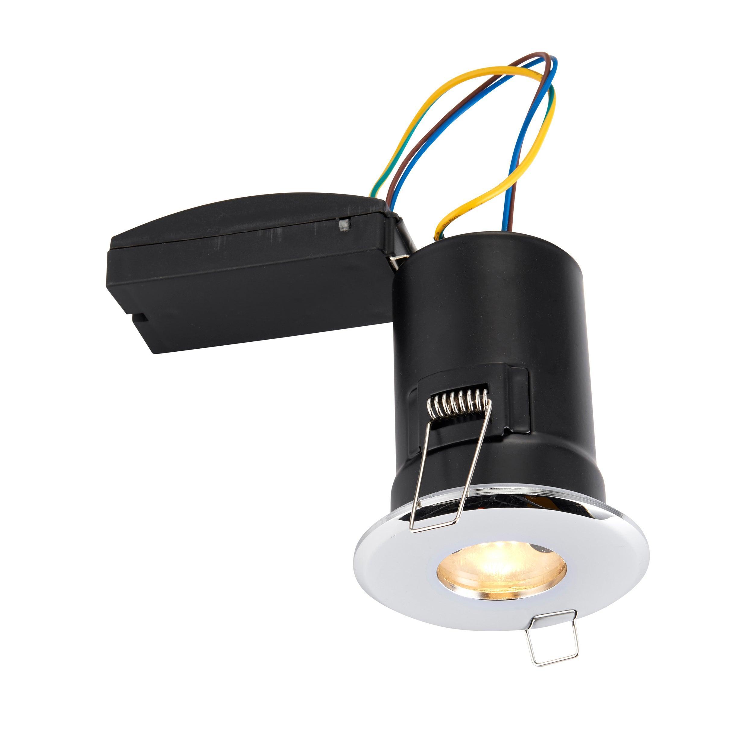 shieldplus chrome recessed ceiling light ip65 50w by saxby lighting, close up image 379