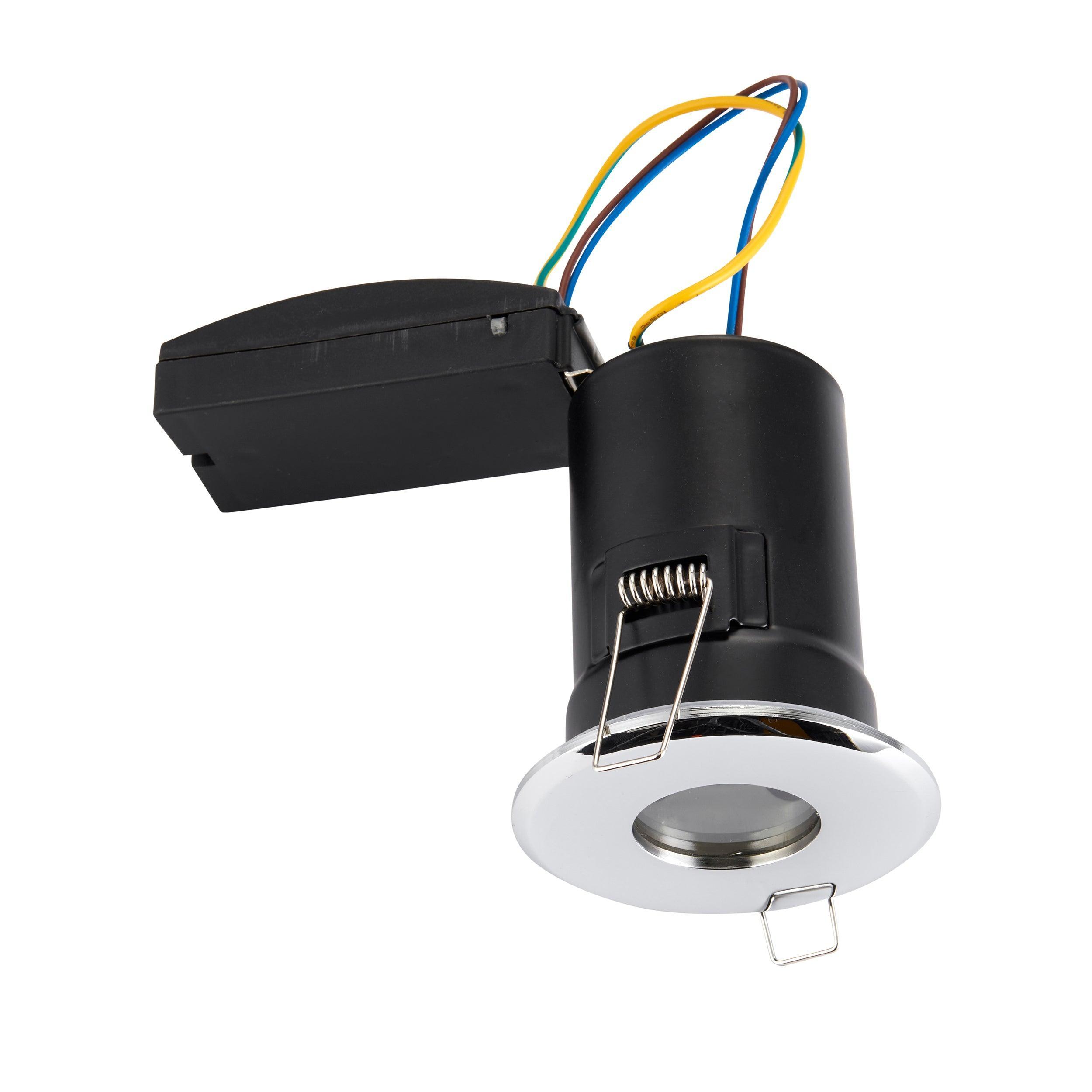 shieldplus chrome recessed ceiling light ip65 50w by saxby lighting, close up image 332