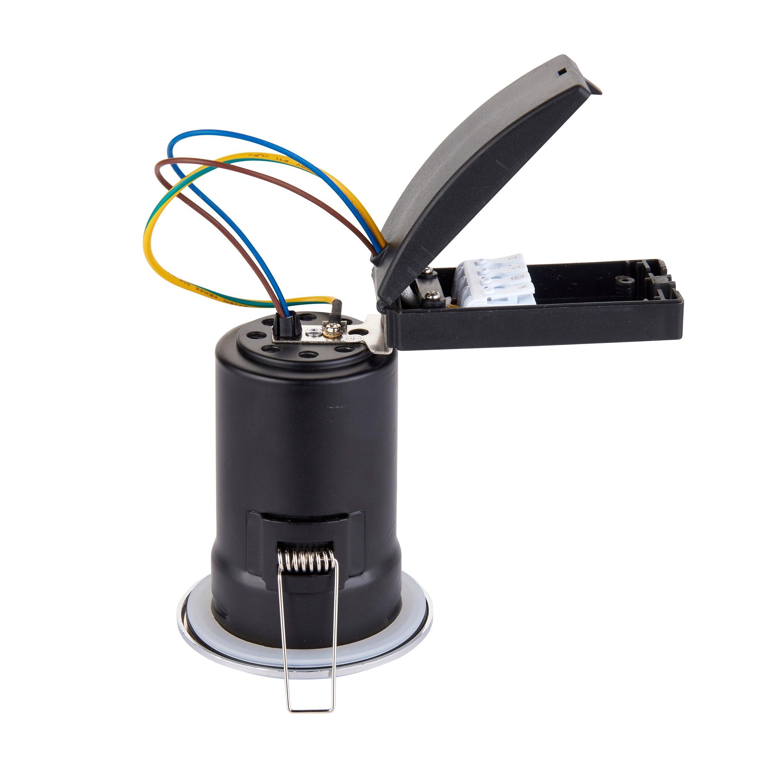 shieldplus chrome recessed ceiling light ip65 50w by saxby lighting, close up image 234