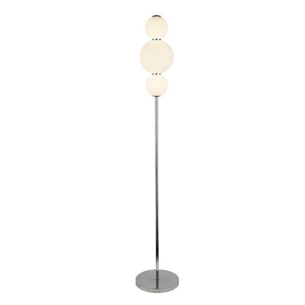 Snowball 3 Light Floor Lamp Chrome With Opal Glass Shade by Searchlight Lighting 1