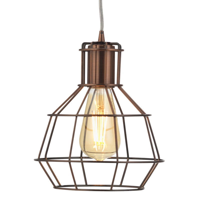Kersen Copper Caged Shade Single Ceiling Pendant