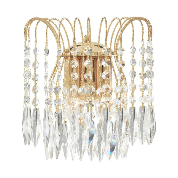  Waterfall 2 Light Gold & Clear Crystal Wall Light,1195106,Searchlight Lighting,1
