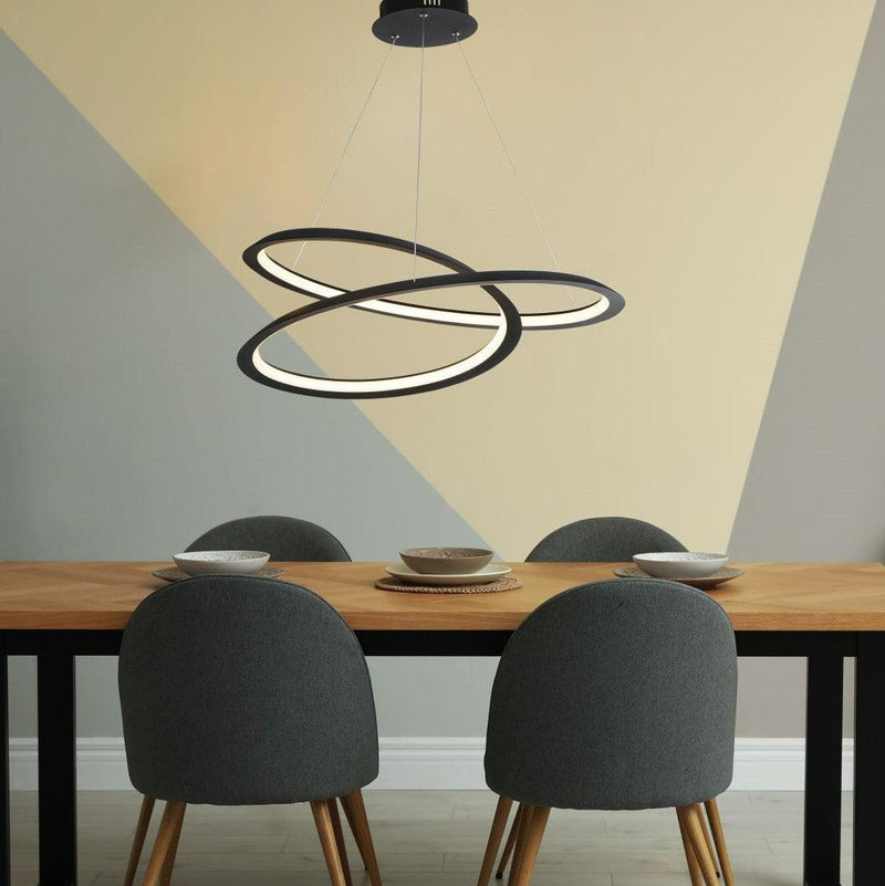 Searchlight Swirl II LED Black & Opal Strip Ceiling Pendant