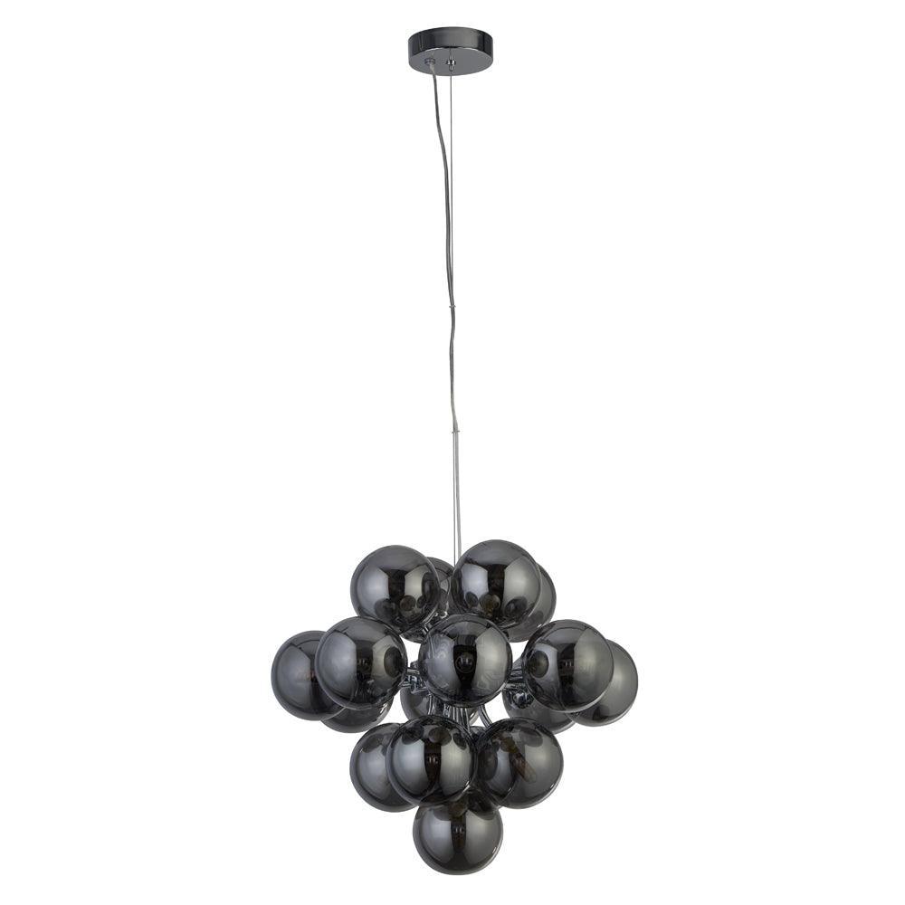 Berry 17 Light Chrome Ceiling Pendant With Smoked Glass-Ceiling Pendant Lights-2-Tiffany Lighting Direct