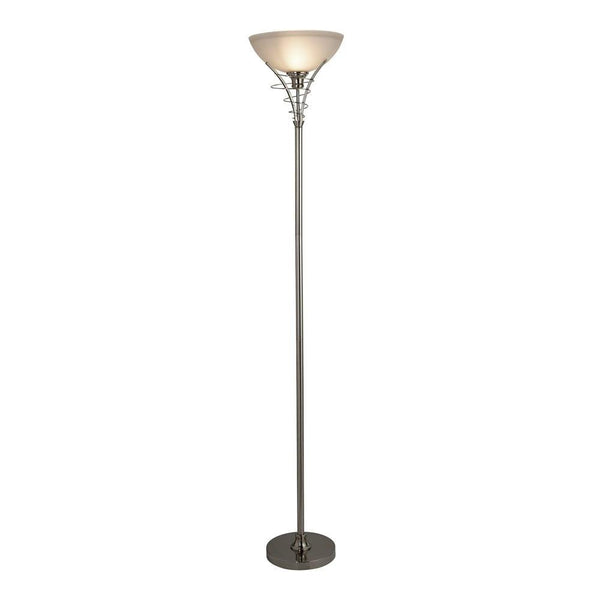 Linea Satin Silver & Acid Glass Uplighter Floor Lamp by Searchlight Lighting 1