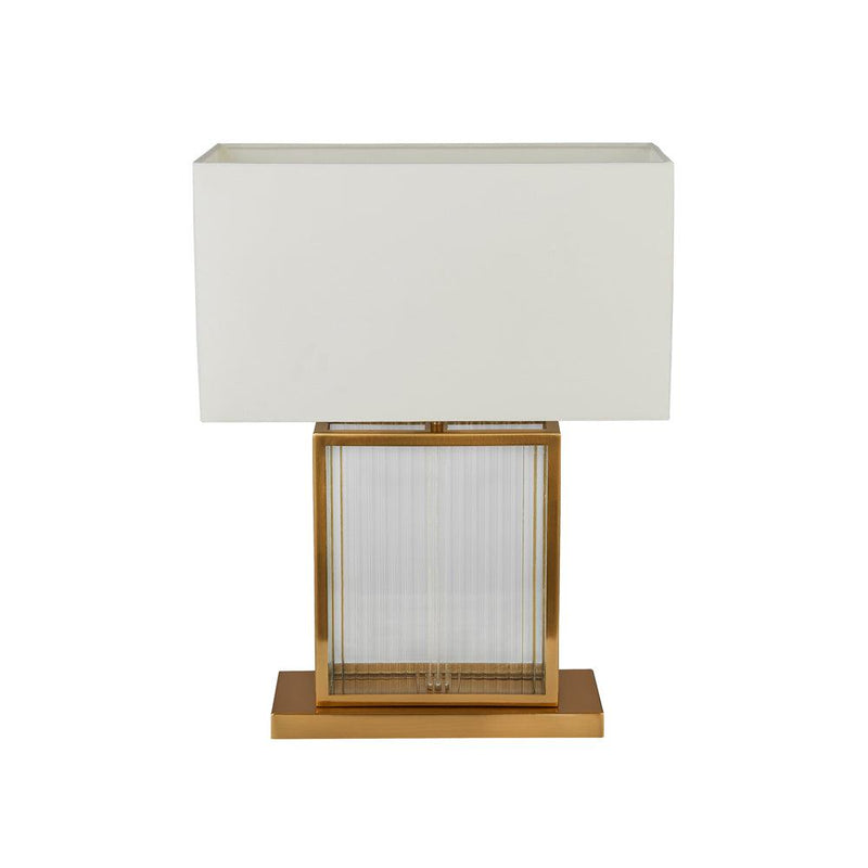 Clarendon 1 Light Brass & Glass Table Lamp - Off White Shade 2