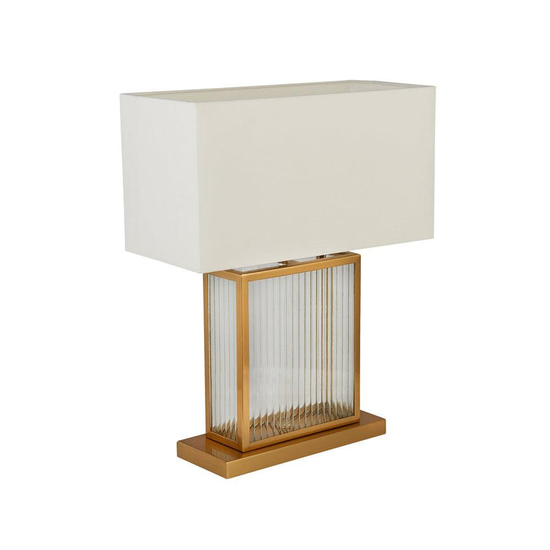 Clarendon 1 Light Brass & Glass Table Lamp - Off White Shade 3