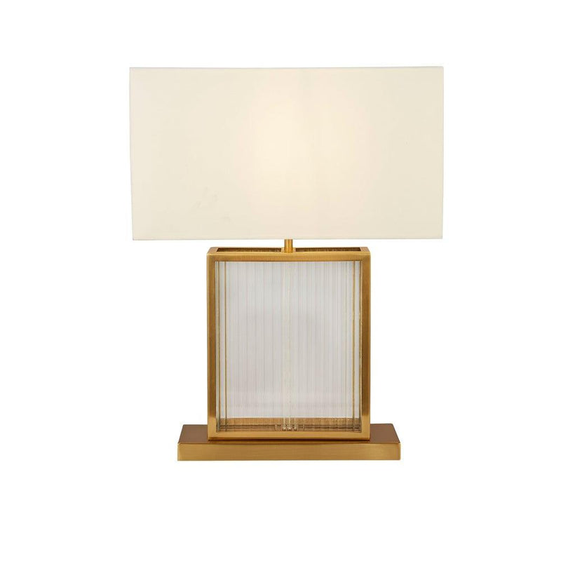 Clarendon 1 Light Brass & Glass Table Lamp - Off White Shade 1