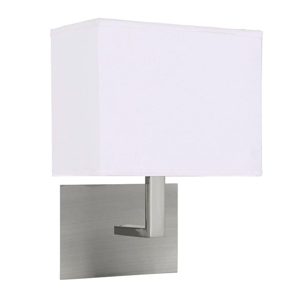 Searchlight Hotel Silver Wall Light - White Shade