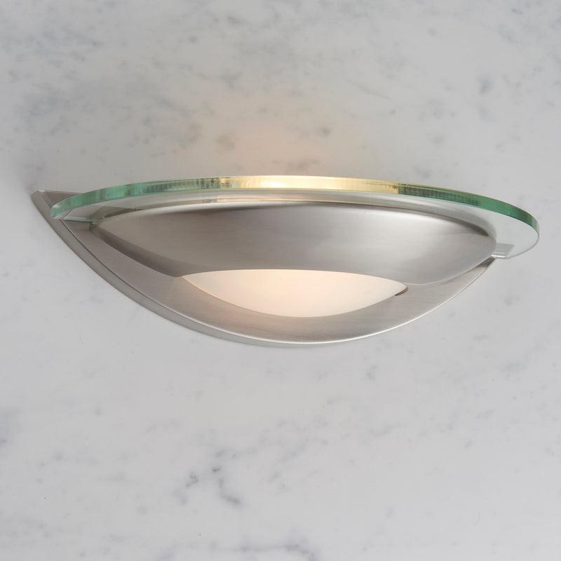 Firenz 1LT Satin chrome & Clear Glass Wall Light 051-WBSC front