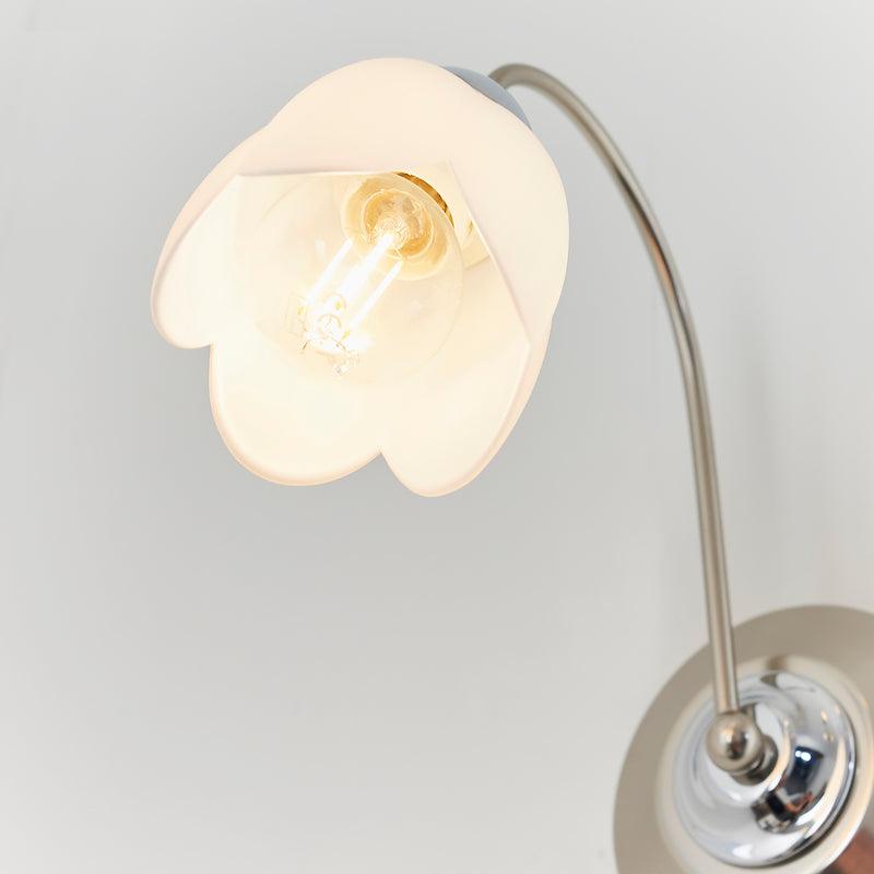 Art Deco Wall Light - Petal Single Arm Satin Nickel Finish Wall Light 124-1 petal