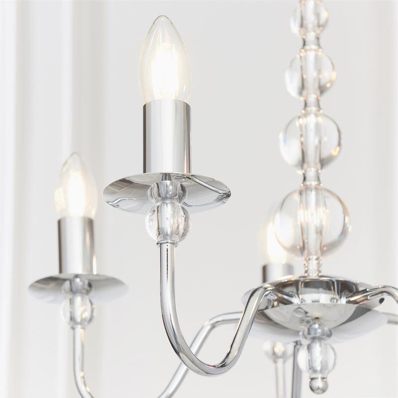Traditional Ceiling Pendant Lights - Parkstone Chrome Finish 5 Light Chandelier 2013-5CH candle