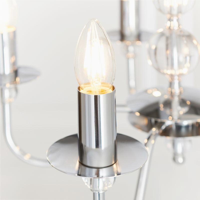 Traditional Ceiling Pendant Lights - Parkstone Chrome Finish 5 Light Chandelier 2013-5CH single candle
