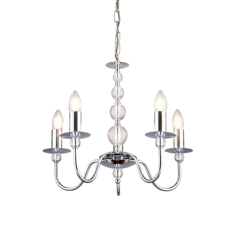 Traditional Ceiling Pendant Lights - Parkstone Chrome Finish 5 Light Chandelier 2013-5CH close up 2