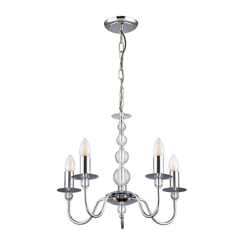 Traditional Ceiling Pendant Lights - Parkstone Chrome Finish 5 Light Chandelier 2013-5CH turned off