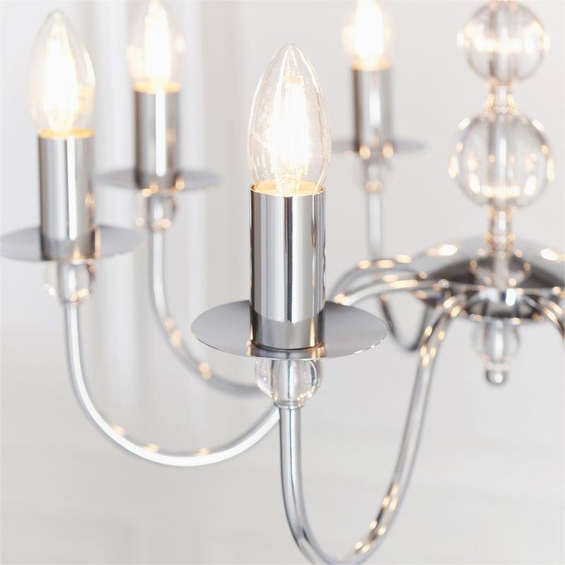 Traditional Ceiling Pendant Lights - Parkstone Chrome Finish 8 Light Chandelier 2013-8CH candle