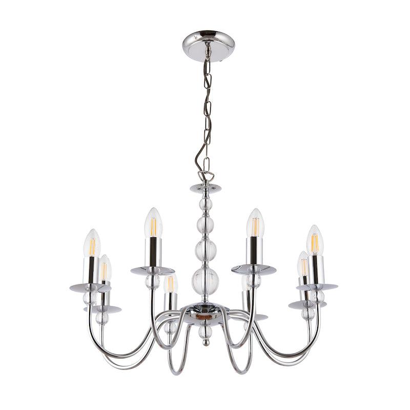 Traditional Ceiling Pendant Lights - Parkstone Chrome Finish 8 Light Chandelier 2013-8CH full turned off