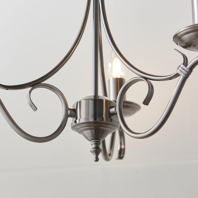 Traditional Ceiling Pendant Lights - Bernice Antique Silver Finish 3 Light Chandelier 2030-3AS 2030-3AS underview