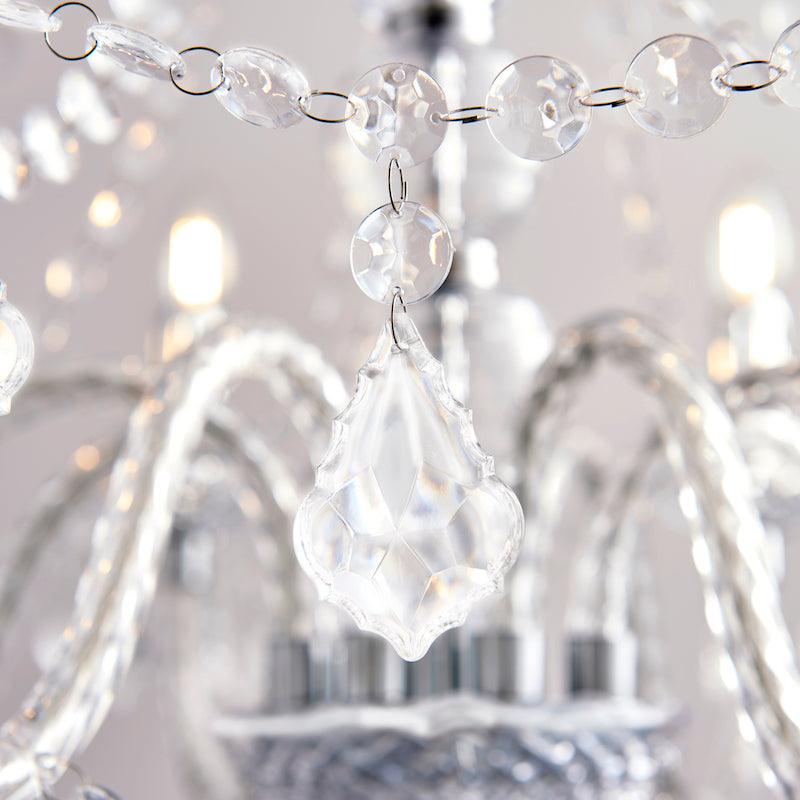Traditional Ceiling Pendant Lights - Clearence Clear Acrylic & Chrome Plate 8LT Pendant Ceiling Light 308-8CL close up crystal