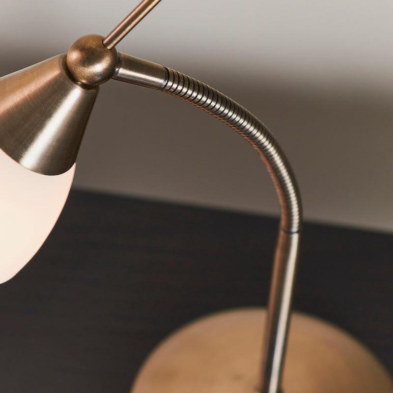 Endon Range Antique Brass & White Glass Table Lamp 8