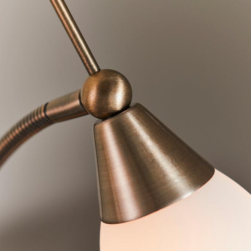 Endon Range Antique Brass & White Glass Table Lamp 10